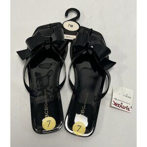 BCBGeneration Black Rubber Slip On Slides Bow 7 Classy/Cute/Comfy 🤍